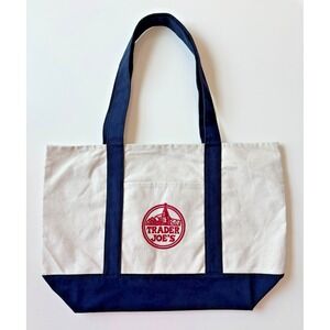 Trader Joes Canvas‎ Tote Bag! New Without Tags Navy Blue Reusable